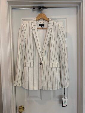 DKNY White Blazer with Navy Pinstripes
